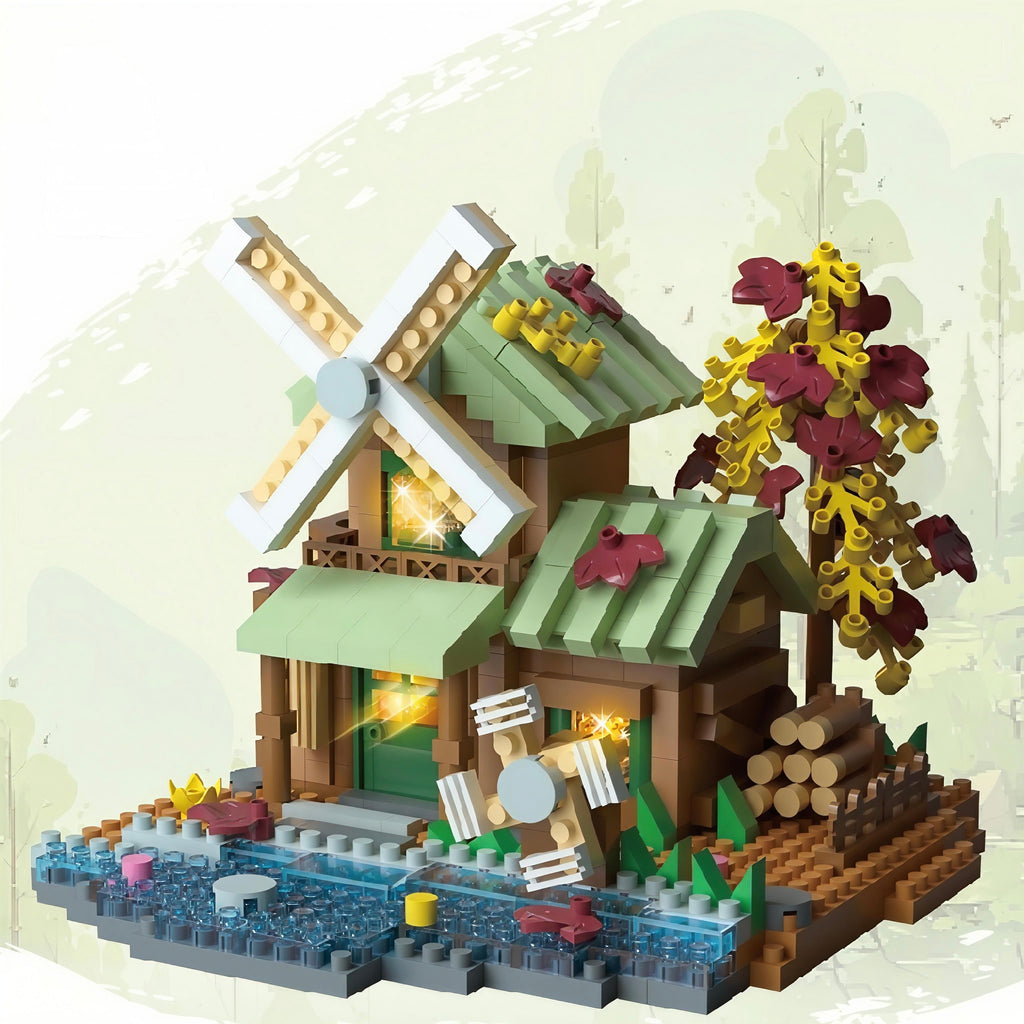 Windmill Lodge | Forest Log Cabin |  717 Pieces Block Set